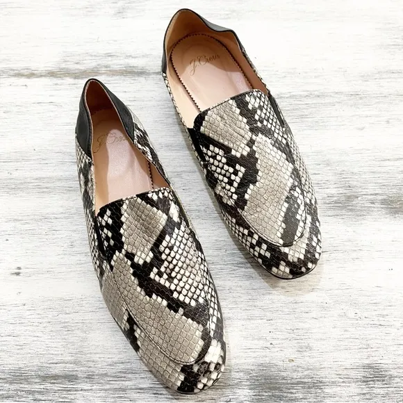 J. Crew Snakeskin embossed convertible mules flats size 6