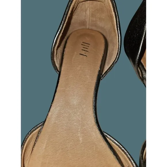 J. Jill D'orsay Leather Slip On Pointed Toe Flats Metallic Gold Pewter Womens 8