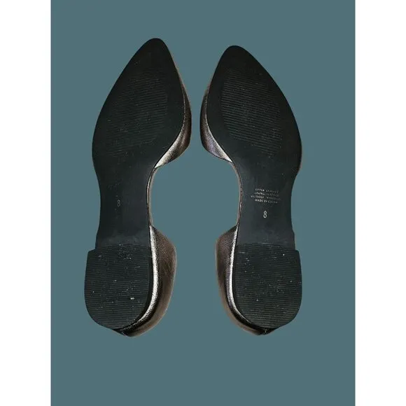 J. Jill D'orsay Leather Slip On Pointed Toe Flats Metallic Gold Pewter Womens 8