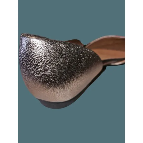 J. Jill D'orsay Leather Slip On Pointed Toe Flats Metallic Gold Pewter Womens 8