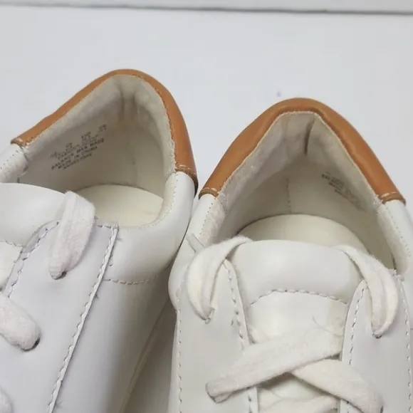 J. McLaughlin Angelique Leather Sneakers White Brown Size 8.5