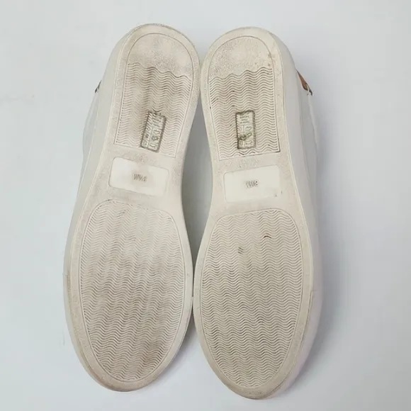 J. McLaughlin Angelique Leather Sneakers White Brown Size 8.5