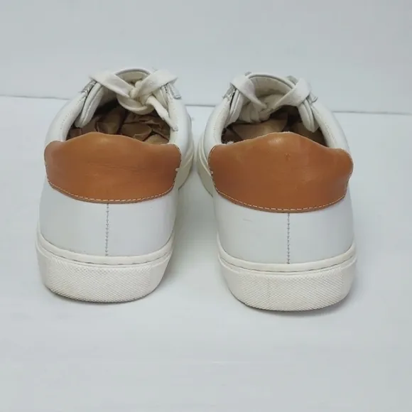 J. McLaughlin Angelique Leather Sneakers White Brown Size 8.5