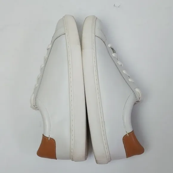 J. McLaughlin Angelique Leather Sneakers White Brown Size 8.5