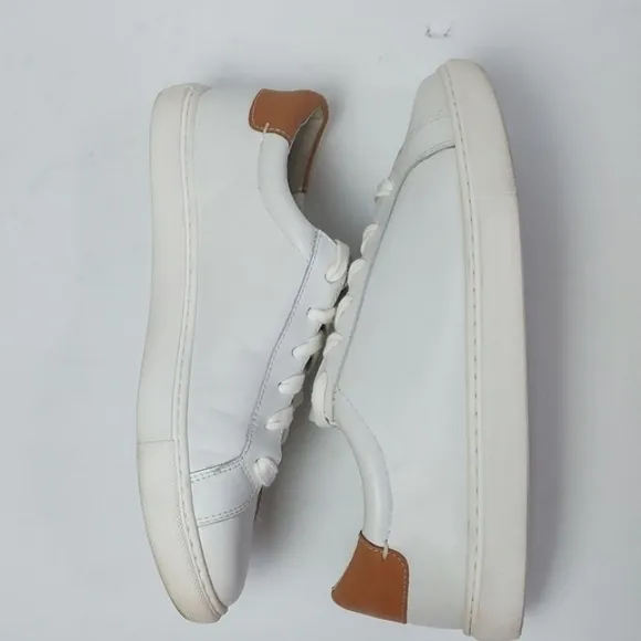 J. McLaughlin Angelique Leather Sneakers White Brown Size 8.5