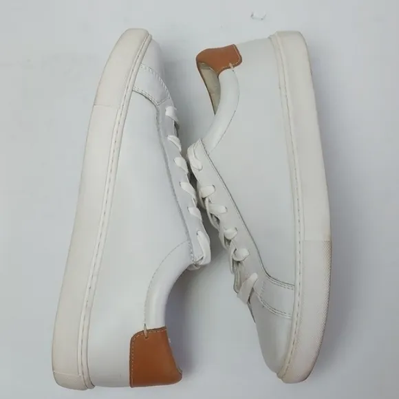 J. McLaughlin Angelique Leather Sneakers White Brown Size 8.5