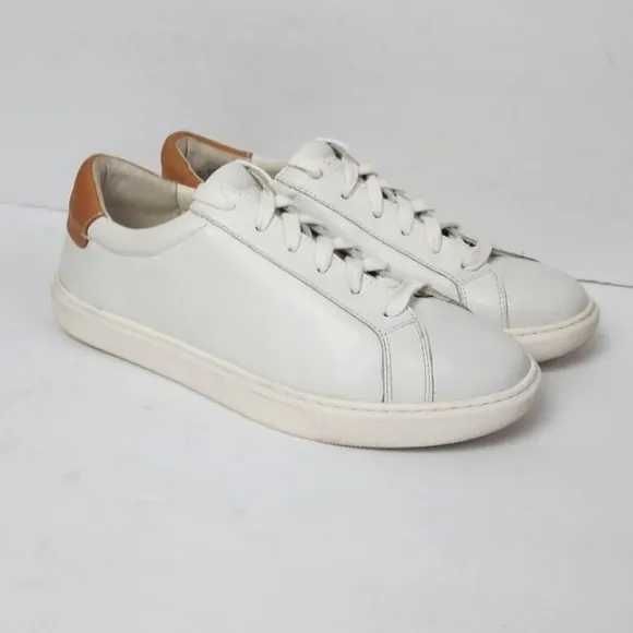J. McLaughlin Angelique Leather Sneakers White Brown Size 8.5