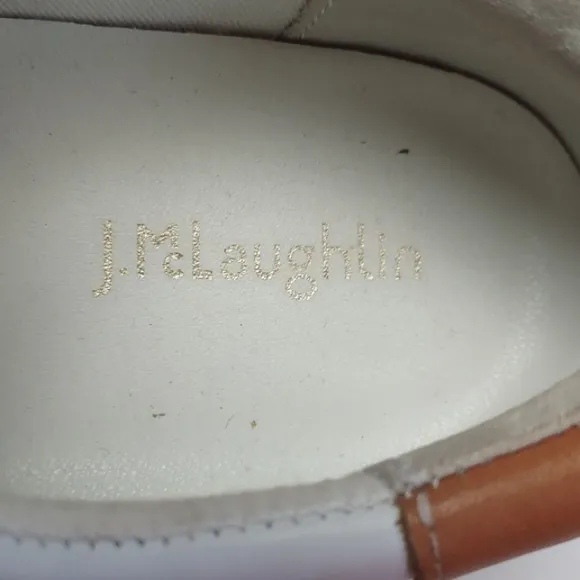 J. McLaughlin Angelique Leather Sneakers White Brown Size 8.5