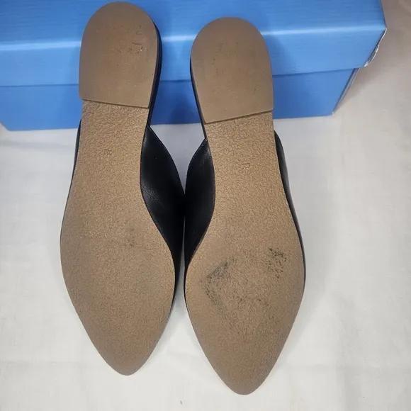 Jack Rogers Clarke Cord Mule Flats Black With Cream Stiching Detail NIB Sz 6
