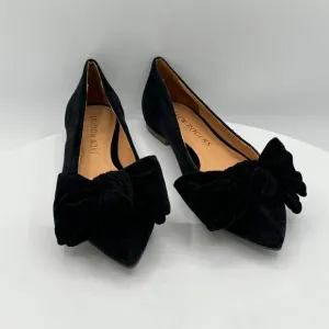 JACK ROGERS HEIDI VELVET LARGE BOW WOMENS FLATS  SIZE 6  COLOR BLACK VELVET  NEW