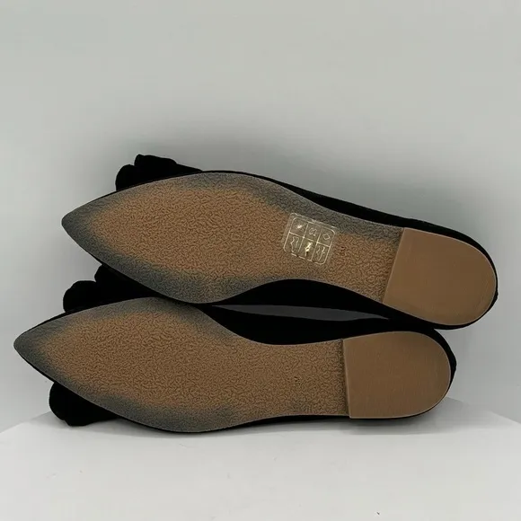 JACK ROGERS HEIDI VELVET LARGE BOW WOMENS FLATS  SIZE 6  COLOR BLACK VELVET  NEW
