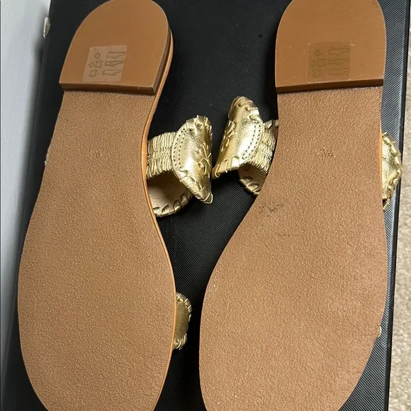 Jack Rogers Lauren II Sandal Size 9 Gold Flats