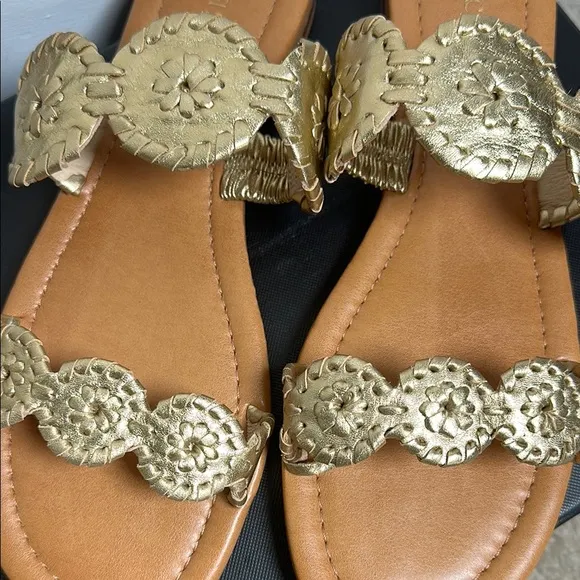 Jack Rogers Lauren II Sandal Size 9 Gold Flats