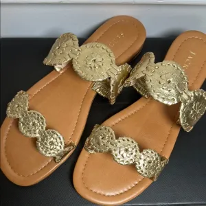 Jack Rogers Lauren II Sandal Size 9 Gold Flats