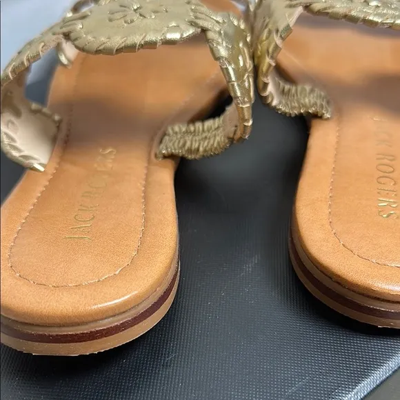 Jack Rogers Lauren II Sandal Size 9 Gold Flats