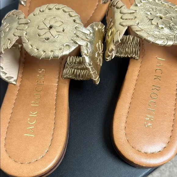 Jack Rogers Lauren II Sandal Size 9 Gold Flats