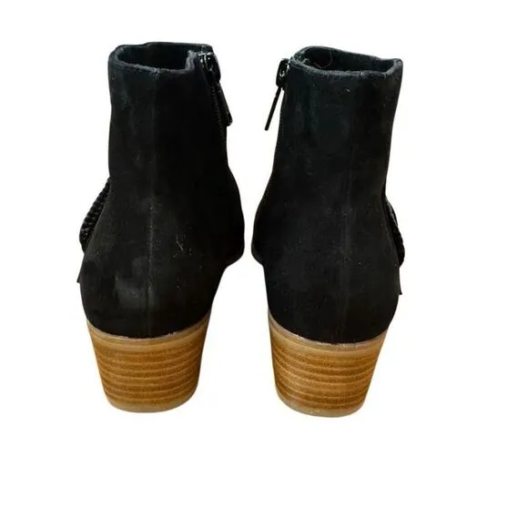 Jack Rogers Izzy Suede Buckle Low Heel Bootie Boots Black Size 6.5