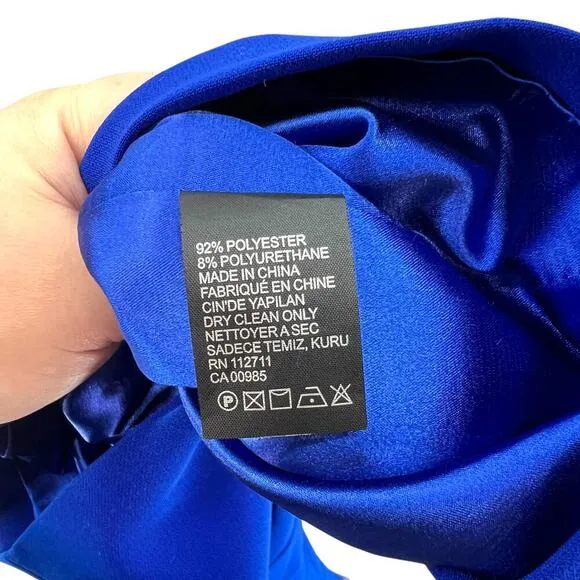 Jay Godfrey Cobalt Blue Viola Dress Strapless Ruffle Detail Mini Size US 4