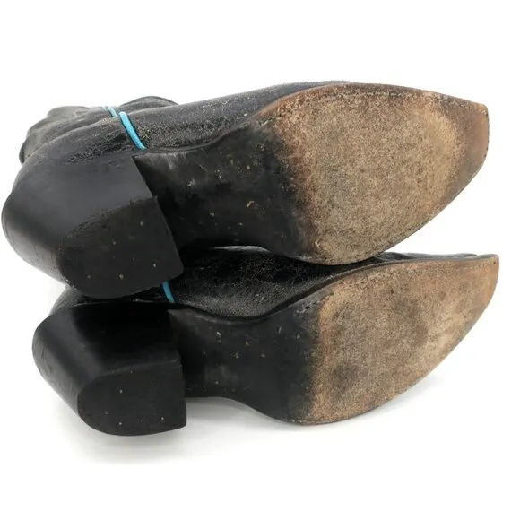 JB Dillon Boots JBW5011 Women’s 8.5B Black Turquoise Goat Leather Cowboy Western
