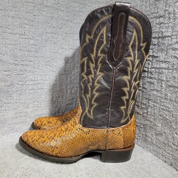 J.B.Dillon Reserve Python Men's Size 8.5D US Brown Leather Western Boots JBR1003
