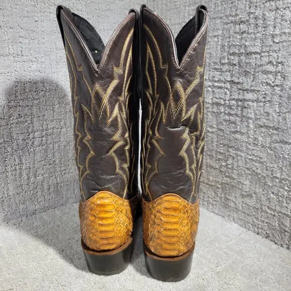J.B.Dillon Reserve Python Men's Size 8.5D US Brown Leather Western Boots JBR1003