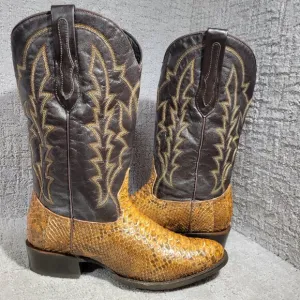 J.B.Dillon Reserve Python Men's Size 8.5D US Brown Leather Western Boots JBR1003