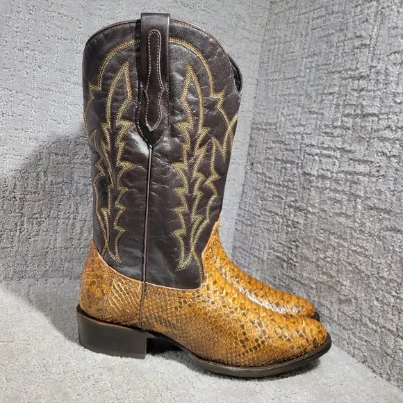 J.B.Dillon Reserve Python Men's Size 8.5D US Brown Leather Western Boots JBR1003