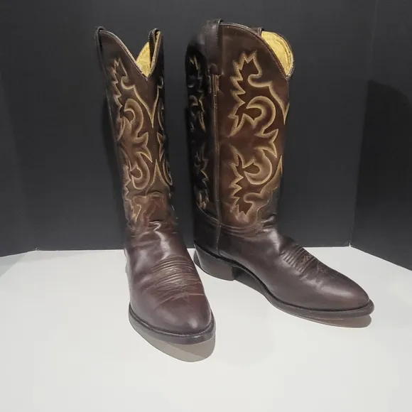 J.Chisholm Men's Brown Leather Cowboy Boots
