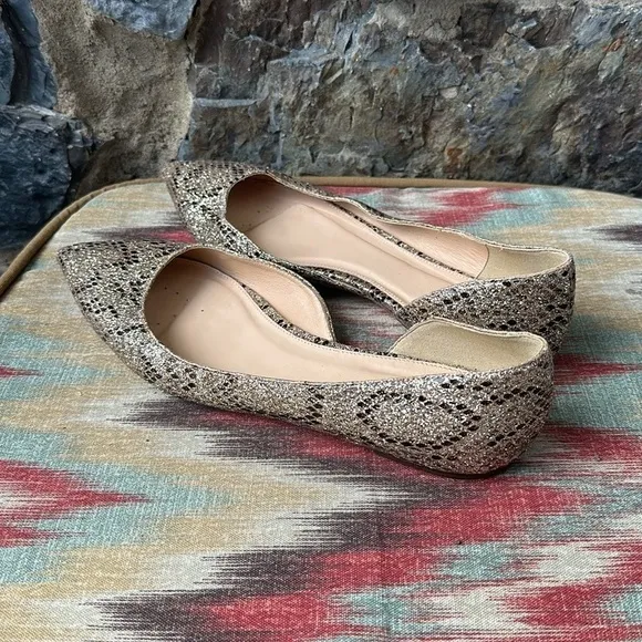 J.Crew Audrey Glitter Snakeskin Flats Women's Size 9.5 Multicolor Slip-On Shoes
