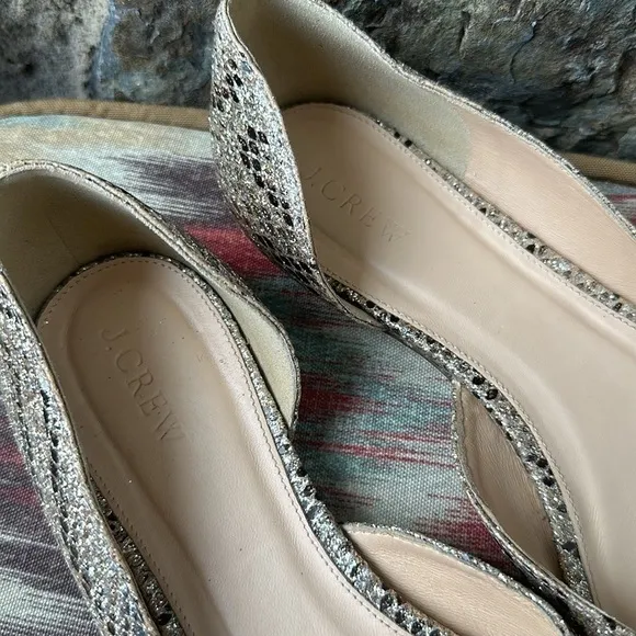 J.Crew Audrey Glitter Snakeskin Flats Women's Size 9.5 Multicolor Slip-On Shoes