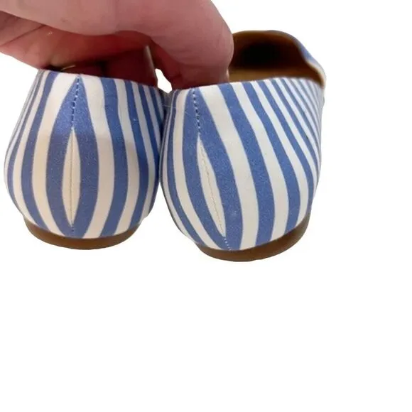 J. Crew blue white striped Zoe d'Orsay flats ballet shoes slip ons size 6
