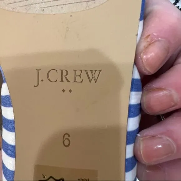 J. Crew blue white striped Zoe d'Orsay flats ballet shoes slip ons size 6