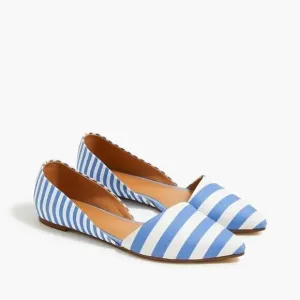 J. Crew blue white striped Zoe d'Orsay flats ballet shoes slip ons size 6