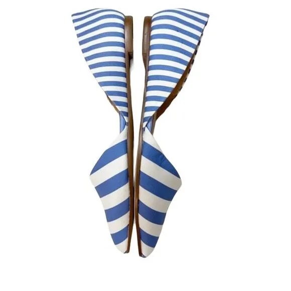 J. Crew blue white striped Zoe d'Orsay flats ballet shoes slip ons size 6