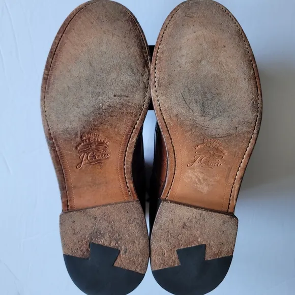 J.CREW LUDLOW LEATHER WING TIP BOOTS.