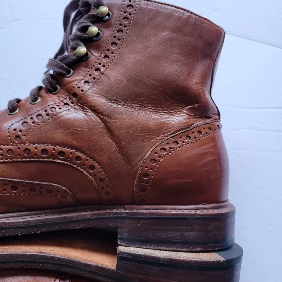 J.CREW LUDLOW LEATHER WING TIP BOOTS.