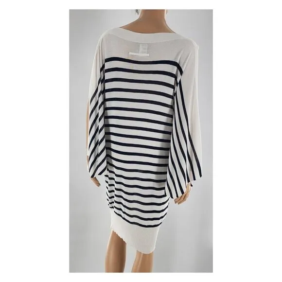 JEAN PAUL GAULTIER Vintage White Black Slit Sleeve Striped Dress