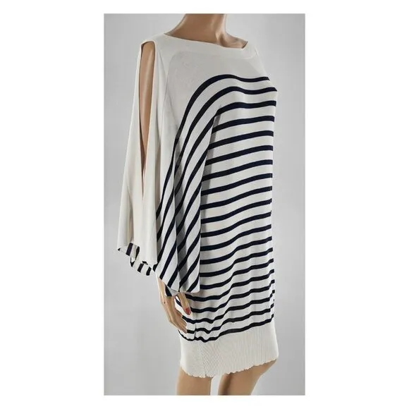 JEAN PAUL GAULTIER Vintage White Black Slit Sleeve Striped Dress
