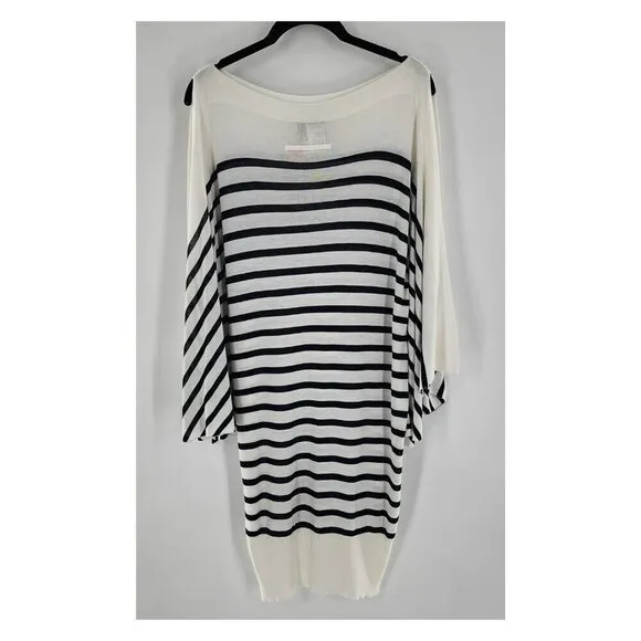 JEAN PAUL GAULTIER Vintage White Black Slit Sleeve Striped Dress