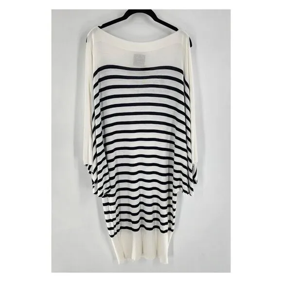 JEAN PAUL GAULTIER Vintage White Black Slit Sleeve Striped Dress