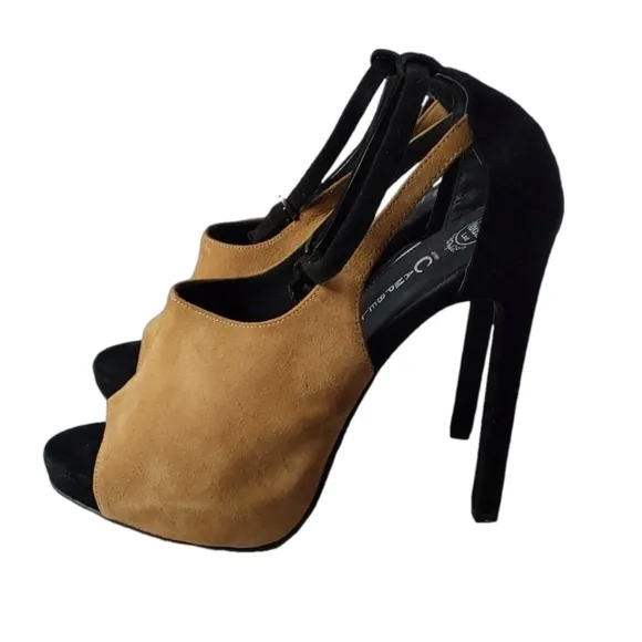 JEFFERY CAMPBELL HANDMADE IBIZA LAST MULTICOLORED SUEDE WOMEN'S PEEP TOE SHOES