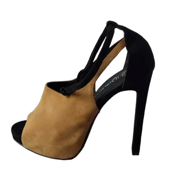 JEFFERY CAMPBELL HANDMADE IBIZA LAST MULTICOLORED SUEDE WOMEN'S PEEP TOE SHOES