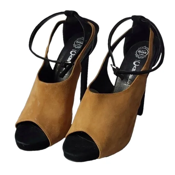 JEFFERY CAMPBELL HANDMADE IBIZA LAST MULTICOLORED SUEDE WOMEN'S PEEP TOE SHOES