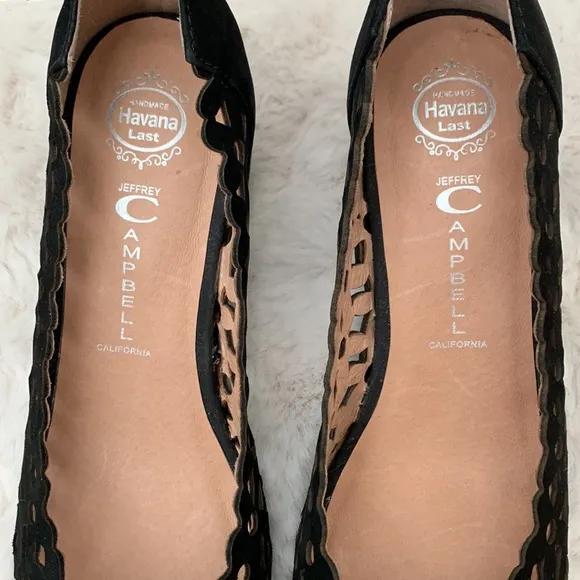 Jeffrey Campbell Delaisy Lasercut Suede Wedge w/ Ankle Strap Size 8M
