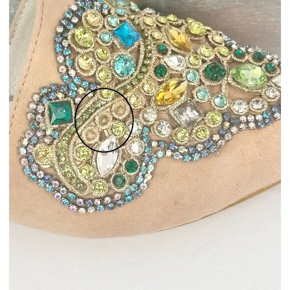 Jeffrey Campbell For Anthropologie Olden Flats Gem Embellished Suede Shoe 5.5M