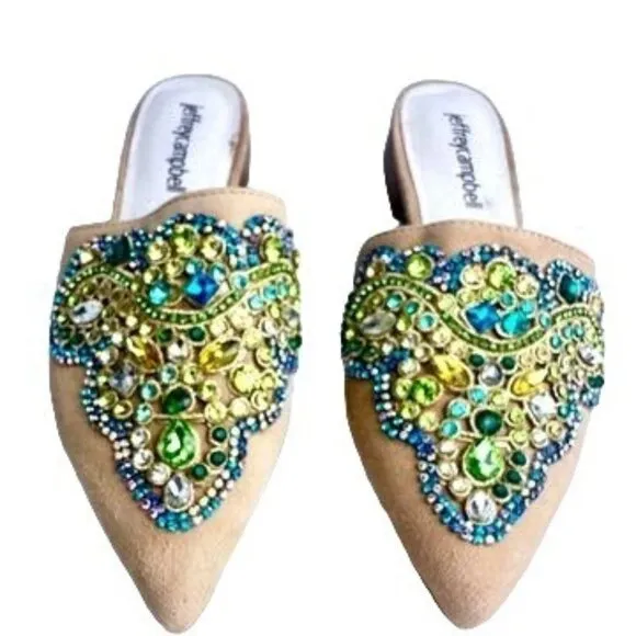 Jeffrey Campbell For Anthropologie Olden Flats Gem Embellished Suede Shoe 5.5M