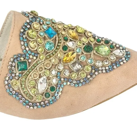 Jeffrey Campbell For Anthropologie Olden Flats Gem Embellished Suede Shoe 5.5M