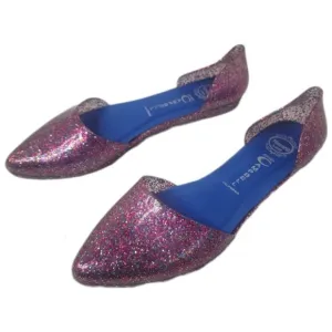 JEFFREY CAMPBELL GLITTER SPARKLE PINK JELLY FLATS HAVANA US LADIES SZ 8 SLIP ON