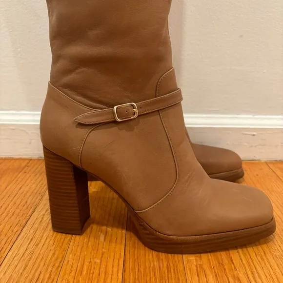 Jeffrey Campbell | Iggie Boots In Camel Tan Leather Heeled Boots Size 8.5 NEW