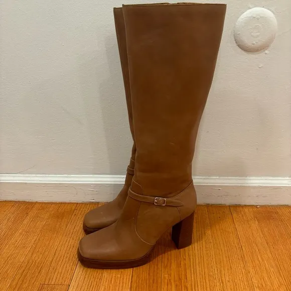 Jeffrey Campbell | Iggie Boots In Camel Tan Leather Heeled Boots Size 8.5 NEW